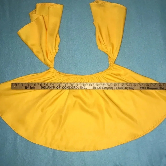 UNBRANDED off shoulders bright yellow butterfly sleeves crop top NEW size M - Picture 8 of 8
